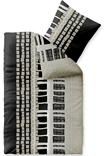 CelinaTex Style Bettwäsche 155 x 220 cm 2teilig Mikrofaser Fleece Bettbezug Daniela Streifen schwarz beige weiß