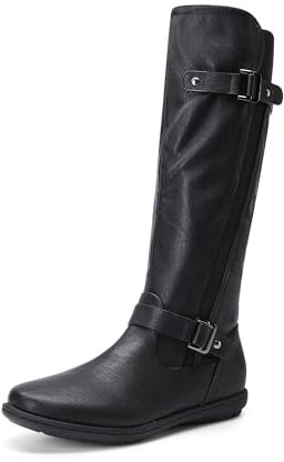 DREAM PAIRS Women's Faux Fur-Lined Knee High Winter Boots Fall Tall Boots,Size 6,Black,TRACE