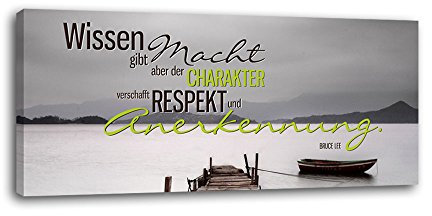 dalinda® XXL-Wandbild Leinwandbild mit Spruch Respekt und Anerkennung... 100x40cm Keilrahmenbild Kunstdruck Wandbild Panorama Leinwandbild LS088