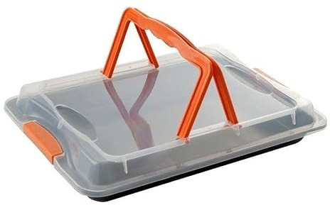 FLORINA Backform Backblech mit Transporthaube 42x29cm Griff-Farbe: orange