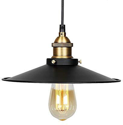 Mengjay Hängelampe Pendelleuchte aus Metall einfache Retro Stil Kronleuchter höhenverstellbar E27 Hängelampe Beleuchtung Geeignet für Wohnzimmer Restaurant Schwarz Φ36cm
