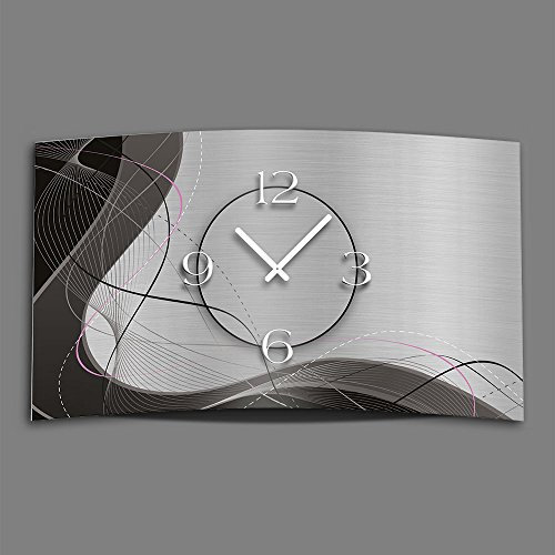 dixtime Abstrakt grau Designer Wanduhr modernes Wanduhren Design leise kein Ticken 3DS-0053