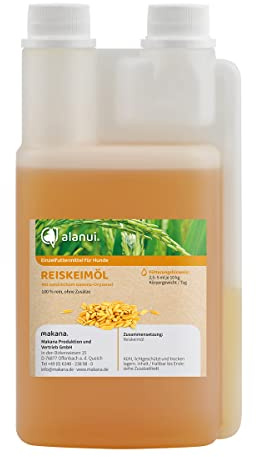 alanui Reiskeimöl für Hunde, raffiniert, 500 ml Dosierflasche