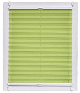 Sunlines Plissee Made in Germany, Tageslicht, Crepes Uni Klemmfix, Weisse Schiene, Stoff, Grün, 80 x 2.3 x 220 cm, 1 Einheiten