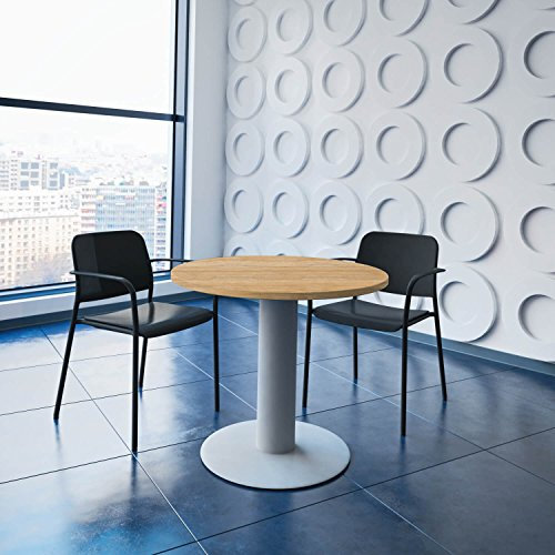 Weber Büro Optima runder Besprechungstisch Ø 80 cm Bernstein-Eiche Silbernes Gestell Tisch Esstisch