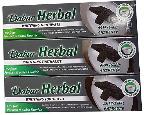 3x Dabur Herbal Activated Charcoal Toothpaste 100ml - Ayurvedische Pflege-Produkte