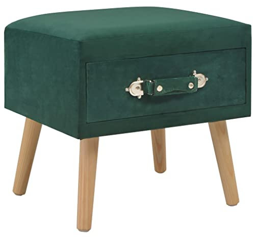 vidaXL Nachttisch mit 1 Schublade Nachtschrank Nachtkonsole Nachtkommode Schlafzimmer Kommode Schrank Beistelltisch Beistellschrank Grün Samt 40x35x40cm
