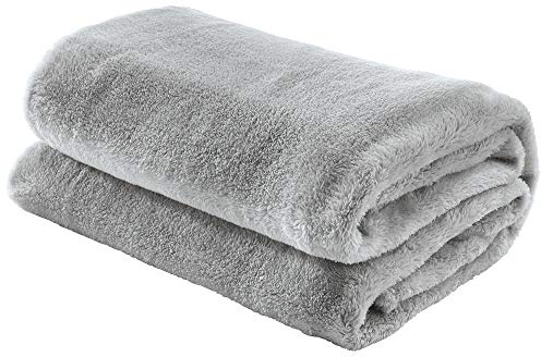 Erwin Müller Teddy-Fleece-Wohndecke Salerno, Fleece-Decke, Kuscheldecke Silbergrau Größe 200x220 cm - flauschig weich, pflegeleicht