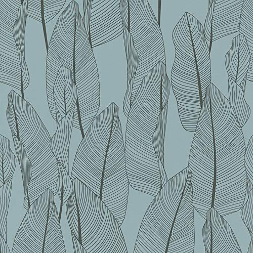 Papier peint bleu clair 364972 | Papier peint feuille de bananier | Papier peint salle de bain, bureau & chambre | Papier peint moderne chic