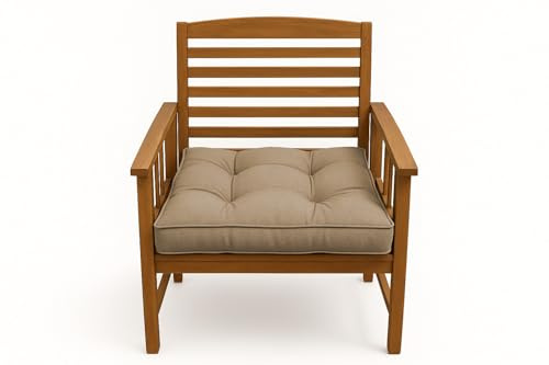 chilly pilley Stuhlkissen mit Tragegriff Gesteppt Stuhlauflage Stuhlpolster viele Farben und Größe Gartenkissen Küche Garten Kissen (50 x 50, Cappuccino)