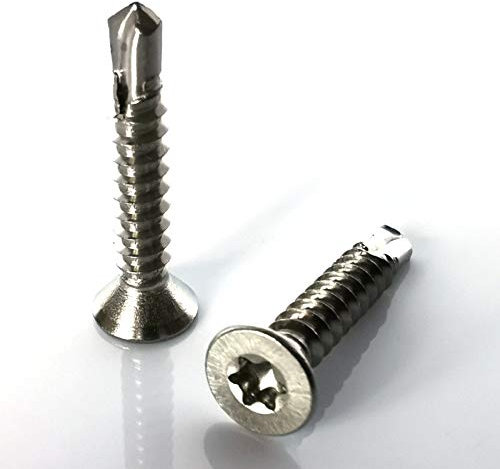 100 Stück Bohrschrauben 3,9 mm x 32 mm DIN 7504 O Edelstahl A2 Senkkopf TORX Blechschrauben selbstschneidend