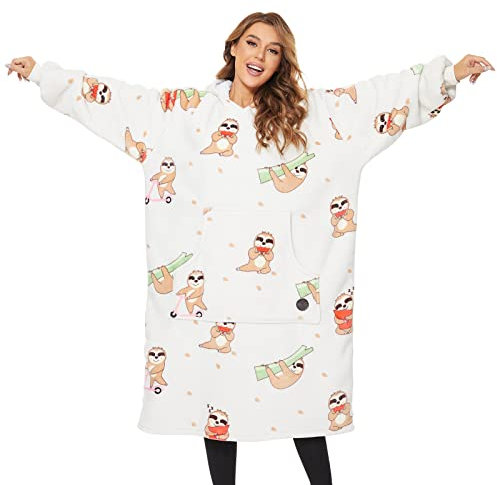 THREE POODLE Decken Hoodie, Oversize Hoodie Decken Pullover Kuschelpullover für Damen Herren Kinder, Warm und Weiches Futter, Übergroßer Hoodie Sherpa-Decke, Verschiedene Muster Verfügbar