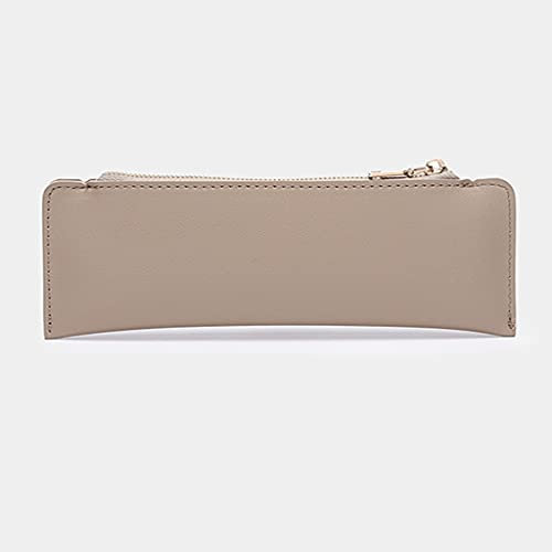 Multifunktional Bleistiftkoffer - Leder Kleine Kapazität mit Reißverschluss Pen Box Schreibwaren Tasche Zipper Beutel Dekoration Aufbewahrungstasche für Erwachsene Desktop-Speicher (Color : Khaki)