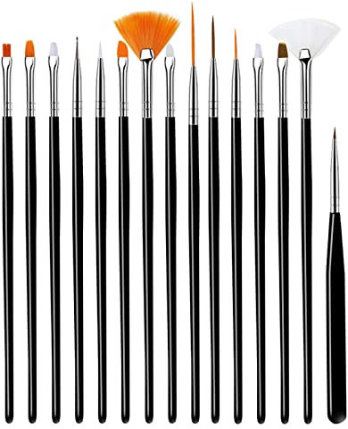 15 pièces Pinceau Ongle Nail Art, Brosse Pinceau Ongle Decor Liner Acrylique Manucure pinceaux, Dessin Stylo Ensemble Outil À Ongles, Ensemble de Pinceaux à Ongles de Vernis à Ongles pour Gel UV