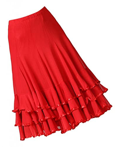 T TOOYFUL Spanischer Flamenco Bauchtanz Performance Rock für Frau, rot, 64 cm
