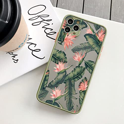 Palme Blätter Pflanze Blume Handyhülle für iPhone 11 12 13 Pro Max 7 8 Plus SE2 X XR XS MAX Harte Rückseite Stoßfeste Abdeckung, Matcha Palm 4, für SE 2020