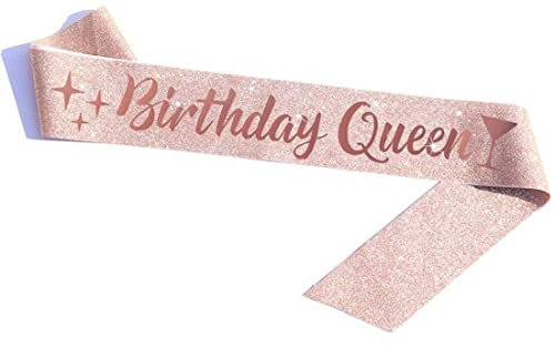 Anniversaire Fille Sash, Or Rose Anniversaire Sash Anniversaire Satin Sash pour Femme Filles Anniversaire Accessoires