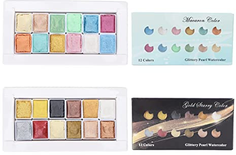 24 Stück Metallic Aquarellfarben mit Perlglanz für professionelle Nagelkunst und kreative Nageldesigns