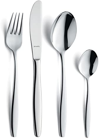 Amefa FLORENCE Besteckset 24-teilig, spülmaschinenfest, aus hochwertigem Edelstahl, elegantes Design, modernes & stilvolles Set mit fein abgerundeten Griffen,Tafelbesteck