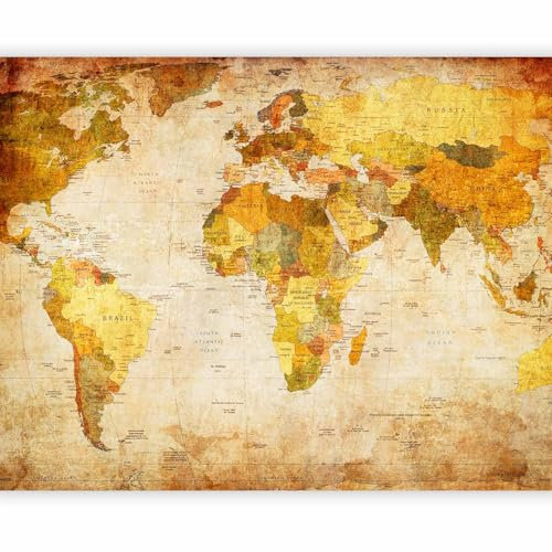 murando - Vlies Fototapete Weltkarte 100x77cm - Foto Tapete Schlafzimmer Wohnzimmer Moderne Vliestapete XXL Wandtapete Motivtapeten 3d Effekt Wand Dekoration - Kontinente Landkarte World Map Vintage