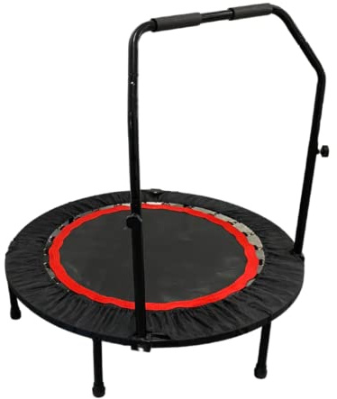 ATC Handels GmbH Trampolin Fitness mit und ohne Railing in 100 oder 120 cm - Fitness für zuhause, effektives Training, Stressabbau, Herz-Kreislauf-System in Schwung bringen (100 cm, mit Railing)
