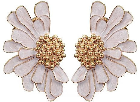 SIXDUTON Vintage Blumen Ohrringe Gänseblümchen Earrings, Hypoallergene Party Modeschmuck für Frauen und Mädchen (Weiss)
