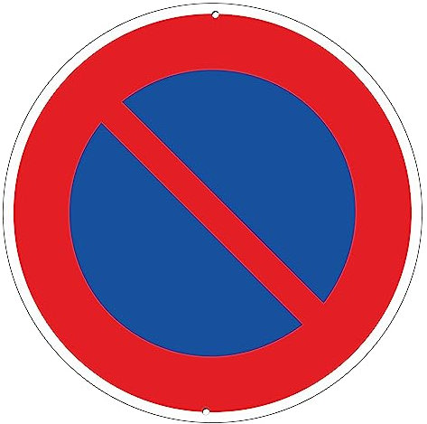 Pubblimania Interdiction de l'arrêt panneau de signal en aluminium métal rond de 3 mm d'épaisseur signalisation routière pour extérieur Ø 30 (Interdiction d'arrêt)
