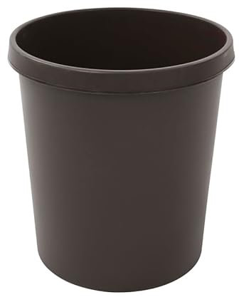 PROREGAL Klassischer runder Kunststoff Papierkorb | 18 Liter, HxBxT 32x31x31cm | Braun