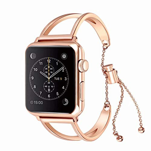 WFCKPQF Compatible con Apple Watch Correas 38mm 40mm 41mm Mujer, Metal Brazalete para Reloj Pulsera de Repuesto de Acero Inoxidable Purpurina Correas Compatible con iWatch Serie SE/1/2/3/4/5/6/7/8/9