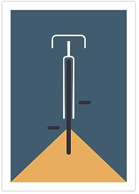 Generisch Fahrrad Bauhaus Poster | Vintage Mid-Century Stil Blau (A3 (42x29,7 cm))