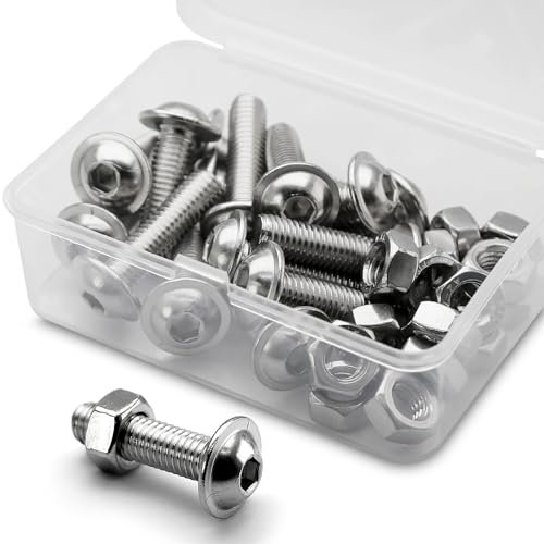 (15 Juegos) Juego de Tornillos Hexagonales M8 x 20mm con Brida y Tuercas 304 Acero Inoxidable de Cabeza Plana