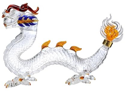 Carafe à boire Dragon 1000 ml/33,8 oz Carafe à whisky animal du zodiaque chinois Distributeur d'alcool en verre transparent Bouteille de pichet à vin personnalisée pour la fête des pères