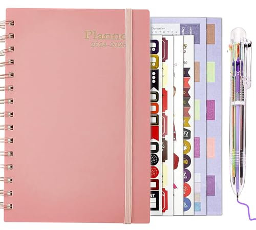 Wochenplaner 2024,DWcouple Wochenplaner A5,Kalender 2025 2024,18 Monats Wochenkalender,Wochenplaner und Notizbuch,Softcover Tagebuch,Mit Bunte Stifte und Aufkleber-Terminplaner 2024