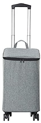 Zusammenklappbarer Einkaufswagen mit 4-Fach Drehgelenk, mit Kühltasche, Teleskopgriff, Trolley-Tasche, wasserdichter Push/Pull-Handwagen, 30 l Rucksack für Supermarkt-Picknick (Graublau)