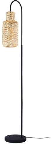 Lindby Stehlampe Bambus, Stehleuchte Bamboo Lampenschirm Leselampe Wohnzimmer Wohnzimmerlampe Standlampe 1x E27 max. 15W ohne Leuchtmittel