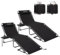 KingCamp Gepolsterter, faltbarer Chaiselongue-Sessel für Outdoor, Terrasse, Strand, Rasen, Sonnenbaden, Bräunen, Liegestühle mit Kissen und Beistelltisch (2 Stück, schwarz)