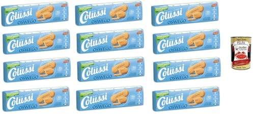 Italian Gourmet OSVEGO Biscotti Kekse klassisch Genuss Vorrat 12 x 250g | Friabili da inzuppo, mürbe Textur für Milch, Cappuccino oder Tee, adatti a, Gesamtnettogewicht 3 kg + Kostenlos Polpa 400g
