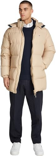 Tommy Jeans Cazadora Acolchada Hombre Essential Down Parka con Capucha, Beige (Gentle Gold), M