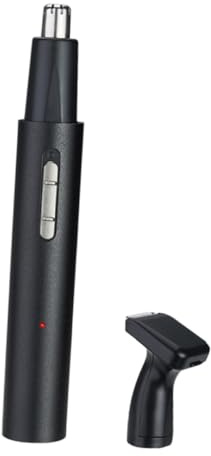 Langlebiger Nasenhaartrimmer Satz Schwarz Aluminium Kompakt | Augenbrauentrimmer mit Abnehmbarem Kopf, USB Ladekabel und Schutzkappe, 1 Satz