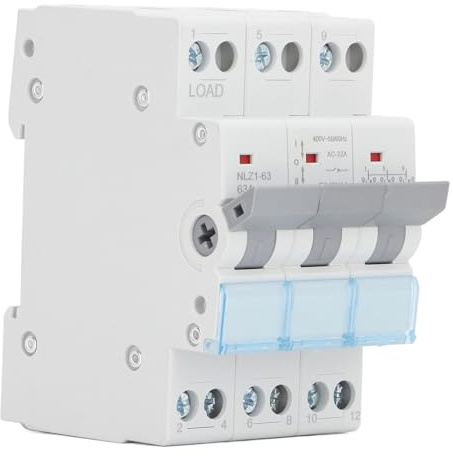 Interruptor de Transferencia Manual, 63A 400VAC 3P Interruptor de Transferencia de Montaje en Riel DIN de Doble Potencia de 35 Mm, Interruptor de Aislamiento del Disyuntor de