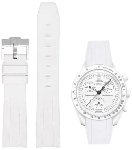 Danxancy Soft Rubber Strap for Omega x Swatch MoonSwatch Watch 20mm,Curved No Gap Moonswatch Swatch Speedmaster Replacement Watch Band for Men Women