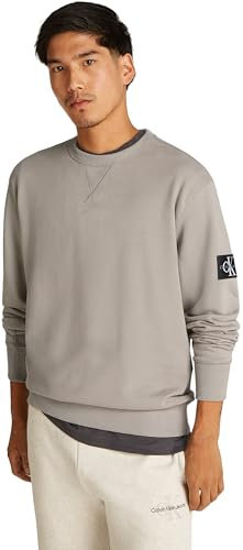 Calvin Klein Badge Crew Neck J30J323426, Felpa, Uomo, Grigio (Rock Ridge), XXL
