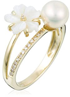 Mes-bijoux.fr Perlen-Ring, Gelbgold, Diamanten, Gelbgold, Diamant