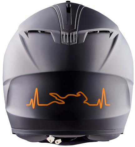 Finest Folia Aufkleber Herzschlag Bike 2 Stück je 12,2x3cm Sticker für Motorrad Auto Motorradhelm Motorradaufkleber Kfz Zubehör selbstklebend K158 (Neon Orange)