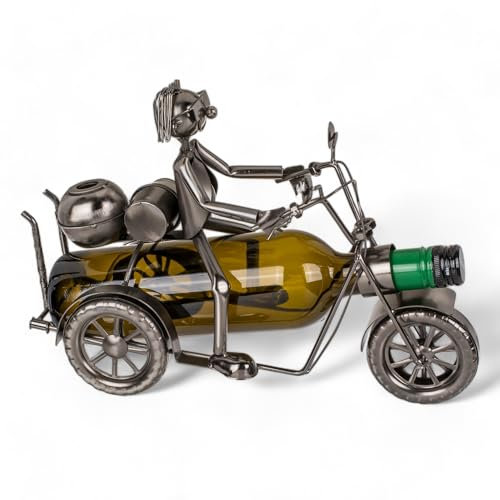 MIJOMA Porte-bouteille en métal style moto rétro Café Racer Bobber Chopper Vintage & Classique - Porte-bouteille de vin pour motocycliste (moto vintage)