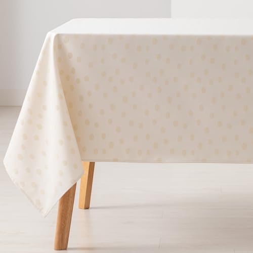 GAMUSI Tischdecke, schmutzabweisend, rechteckig, kleine Punkte, einfarbig, Jacquard, wasserdicht, 140 x 300 cm, Stoff, goldfarben