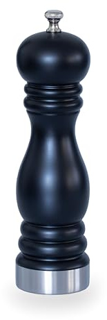 Lacor - 64520 - Mühle Black, Küchenmühle, Keramikmahlwerk, geeignet für Salz, Pfeffer, andere Gewürze, Gummiholz, verstellbarer Griff, klassisches Design, ergonomisch, Höhe 20 cm