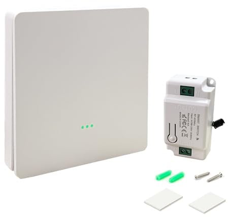 Bkiyougo Wireless Light Switch With Remote Control - RF433MHz Radio Transmitter Wall Switch, No Wiring With Small Receiver to Remotely Control Your Light