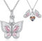 KINGWHYTE Schmetterling Medaillon Halskette 925 Sterling Silber Rosa Schmetterling Bilder Anhänger Öffnen Foto Schmuck Geschenke für Frauen Mädchen
