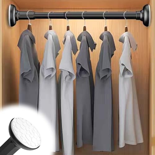 Barra Armario Barras de Armario para Colgar Ropa Sin Taladro, Barras de Armario Resistentes de 1 Pulgada de Diámetro en Color Blanco y Negro, Barra de Armario Ajustable para Barras de Cortina de Ducha